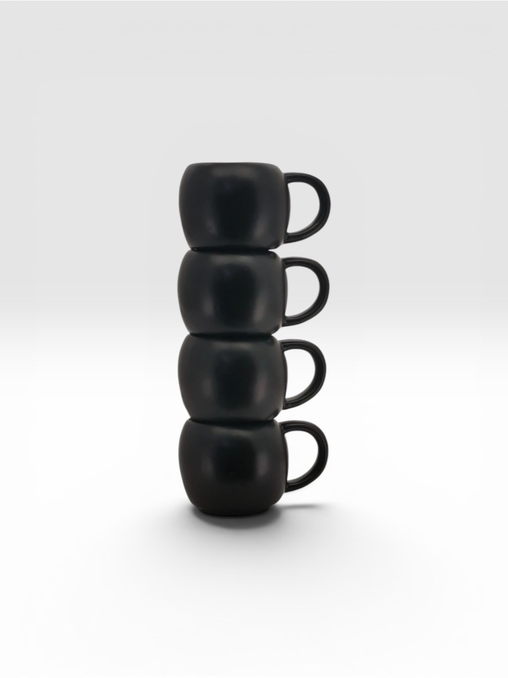 Matte Black Skull Stackable Mug Set with Stand - Picture 4 of 5